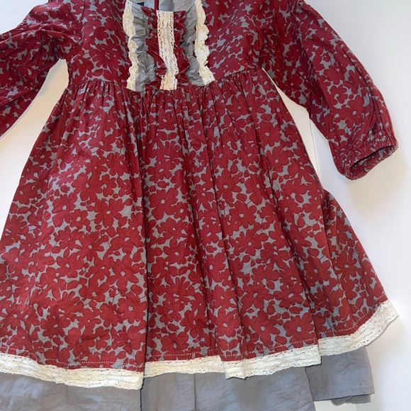 Isobella & Chloe girls size 4T burgundy shabby chic Autumn long sleeve Dress - Picture 2 of 10